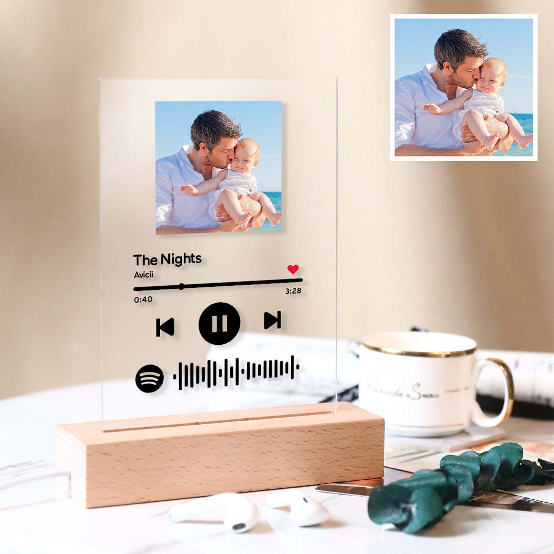 Custom Spotify Code Music Acrylic Glass Night Light/Plaque/Keychain For Father