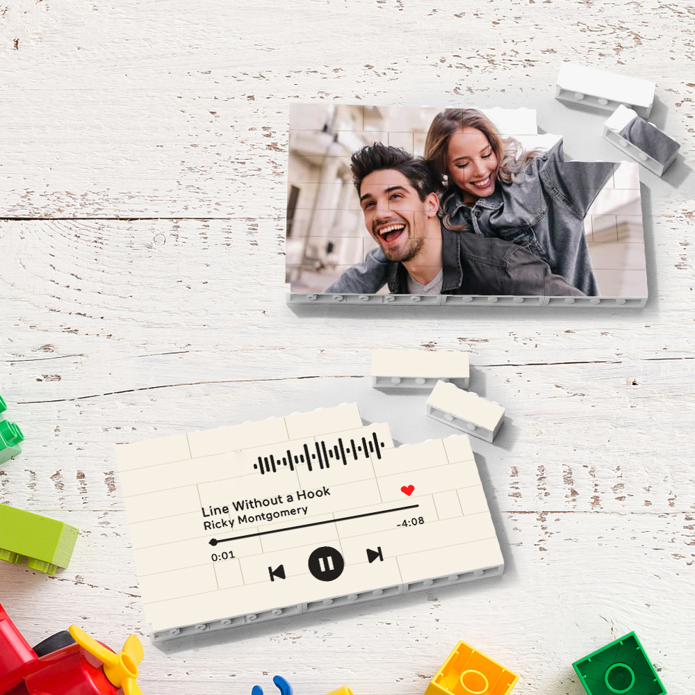 Music Code Personalized Building Brick Photo Block Frame Gift For Her