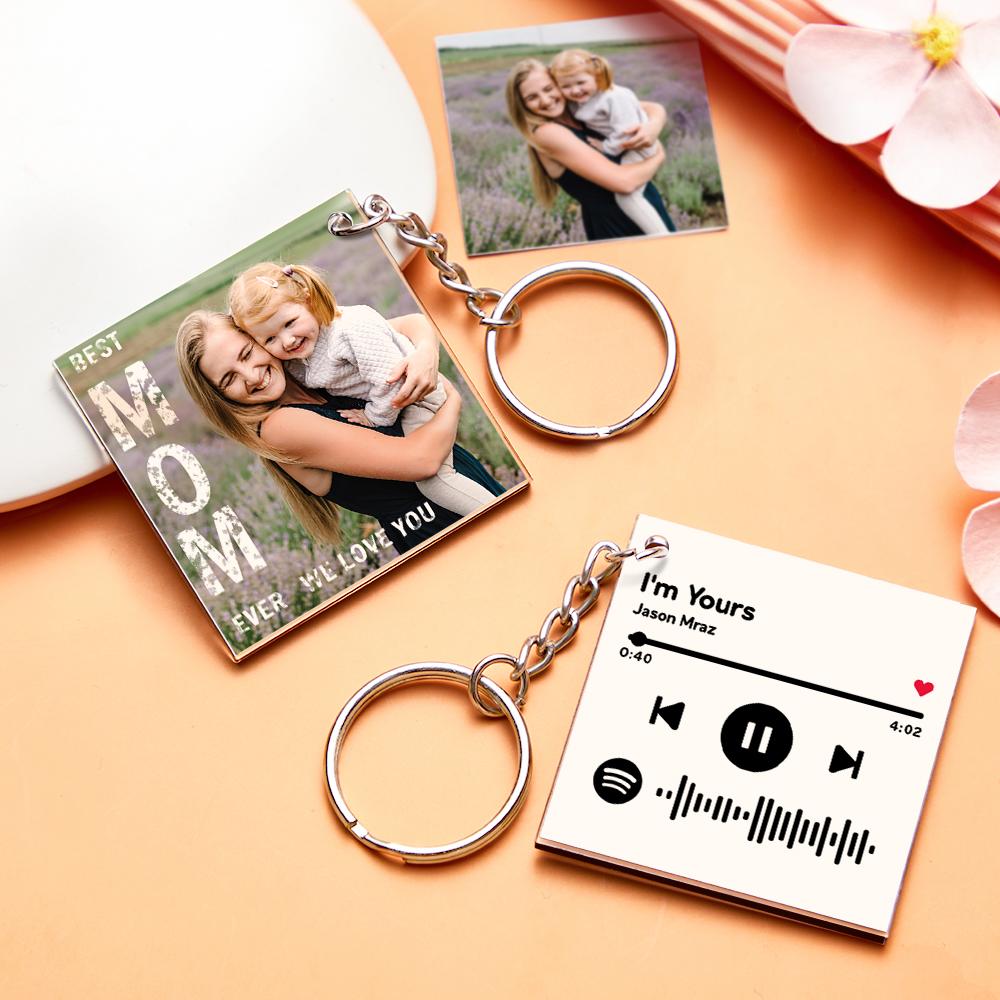 Custom Photo Keychain Spotify Keychain Personalized Gift for Mom Mother's Day Gift