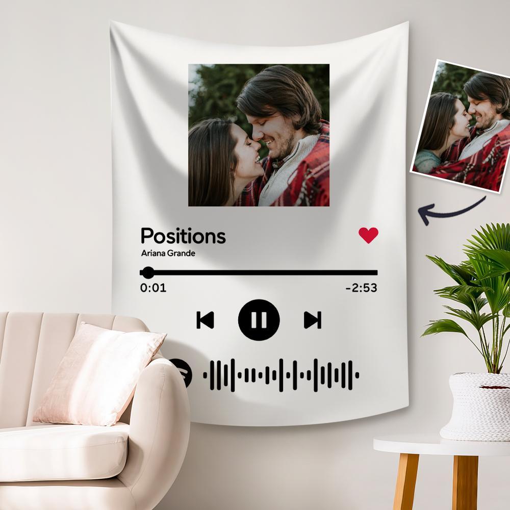 Custom Photo Tapestry Spotify Music Code Tapestry White
