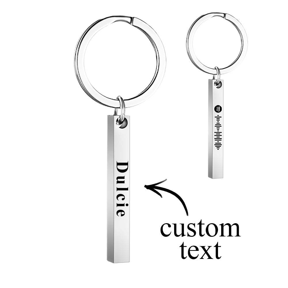 Scannalbe Spotify Code Keychain Custom 3D Engraved Vertical Bar Keychain Stainless Steel