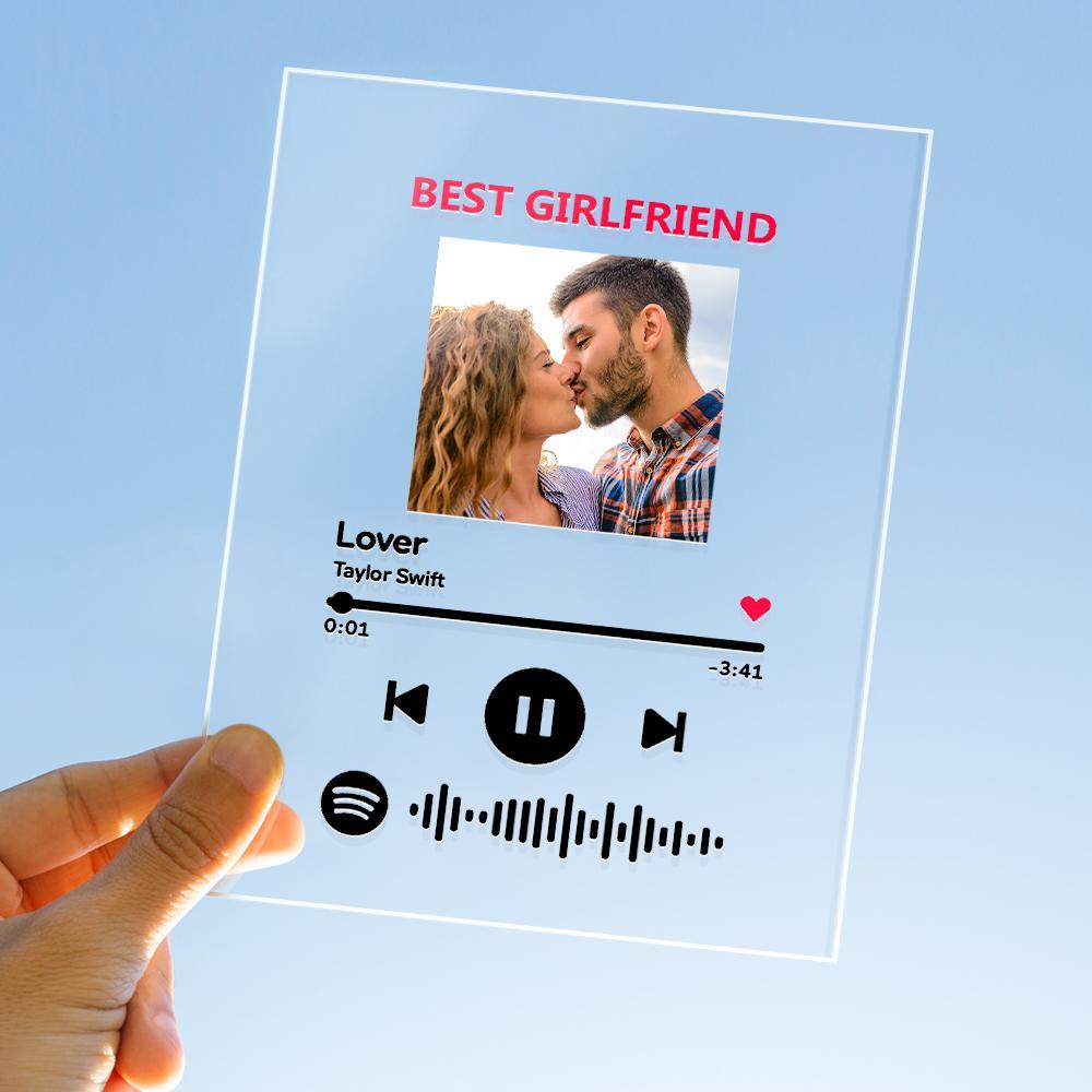 Custom Photo Keychain Spotify Code Plaque Scannable Music Personalized Acrylic NightLight BestGirfriend Gift