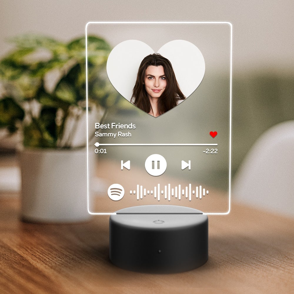 Scannable Heart Shaped Custom Photo Spotify Night Light 7 Colors For Yourself