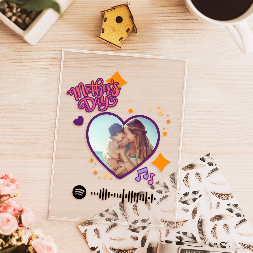 Custom Spotify Code Acrylic Music Plaque Heart-shaped Mother's Day Gift