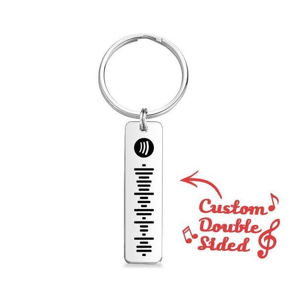 Personalized Spotify Code Keychain Scannable Engraved Custom Music Song Keychain Gifts for Him - Double Sided
