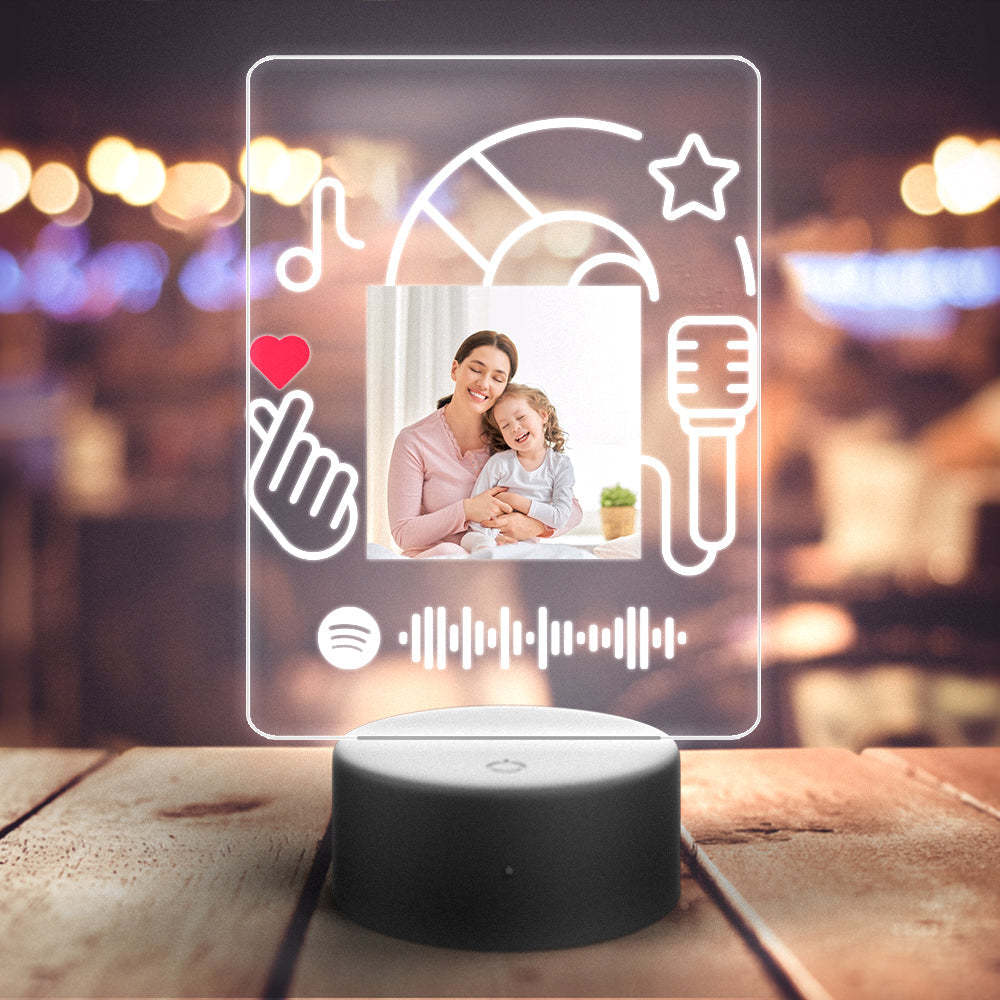 Custom Spotify Night Light with 7 Colors Personalized Night Light Finger Heart-Mother's Day Gift