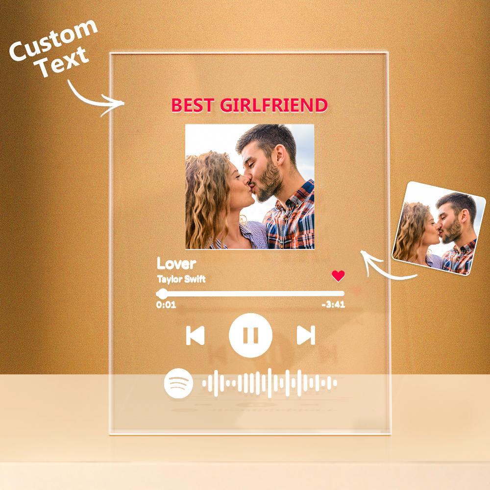 Custom Photo Keychain Spotify Code Plaque Scannable Music Personalized Acrylic NightLight BestGirfriend Gift
