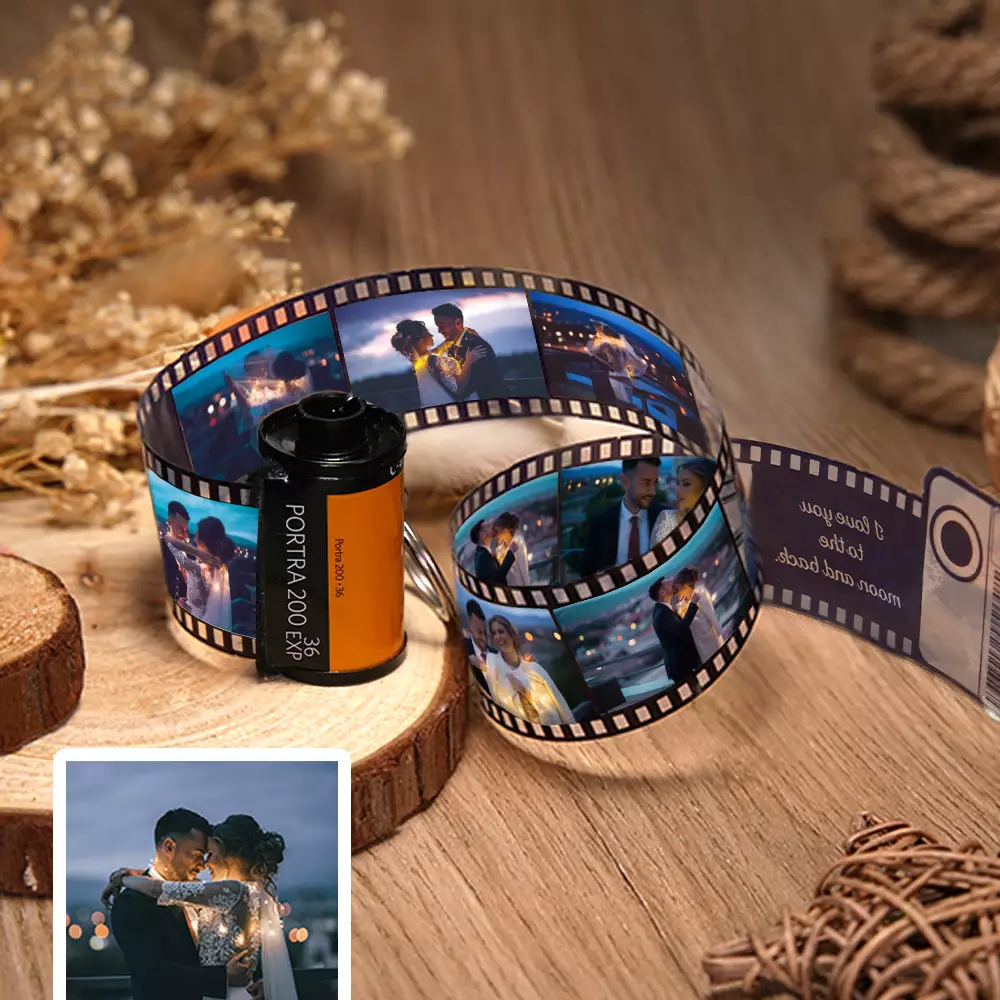 Personalized Music Code Camera Roll Keychain Custom Multiphoto 5-15 Pictures Green Shell