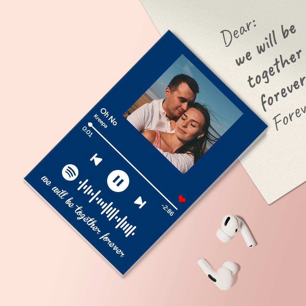 Custom Spotify Code Music Song Fridge Magnet With Text - Blue