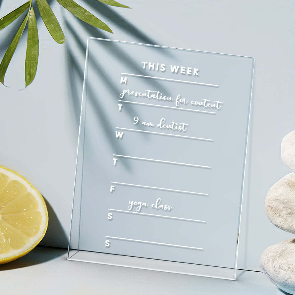 Acrylic Note Board Acrylic Plaque Weekly Plan Erasable DIY Note Board with Marker