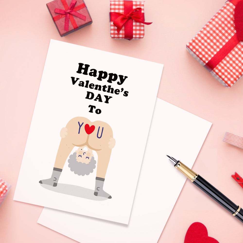 Funny Valentine's Day Greeting Card White Hair Naked Woman Card