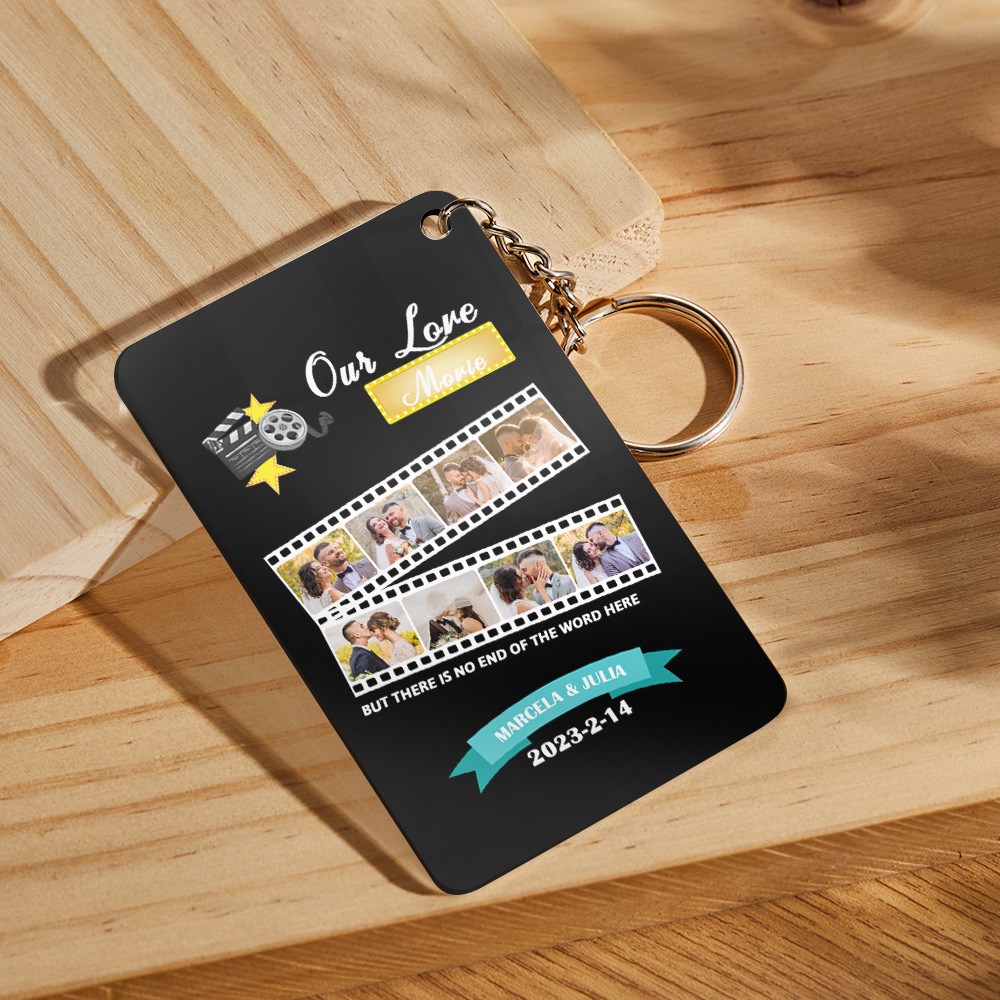 Custom Roll Photo Keychain Personalized Multiple Photos Plaque Gift For Her