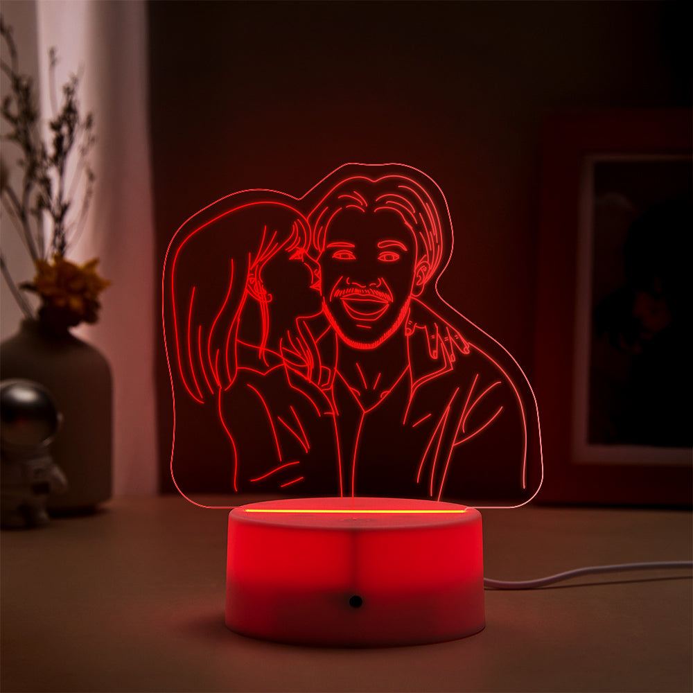 Custom Photo Lamp LED light Engraved Portrait Father??s Day Gift