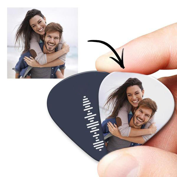 Custom Music Code Guitar Pick 12Pcs With Photo - Blue