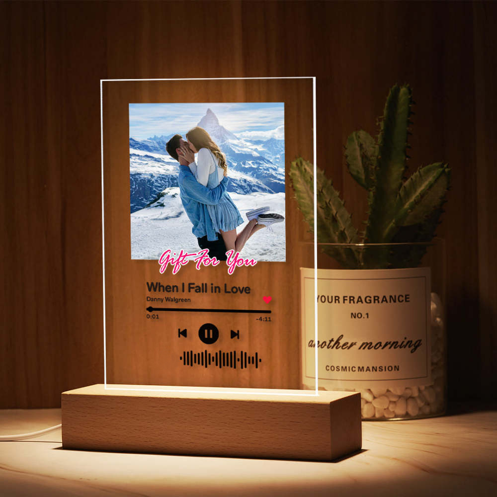 Custom Music Code Night Light with Text Scannable  Song Plaque
