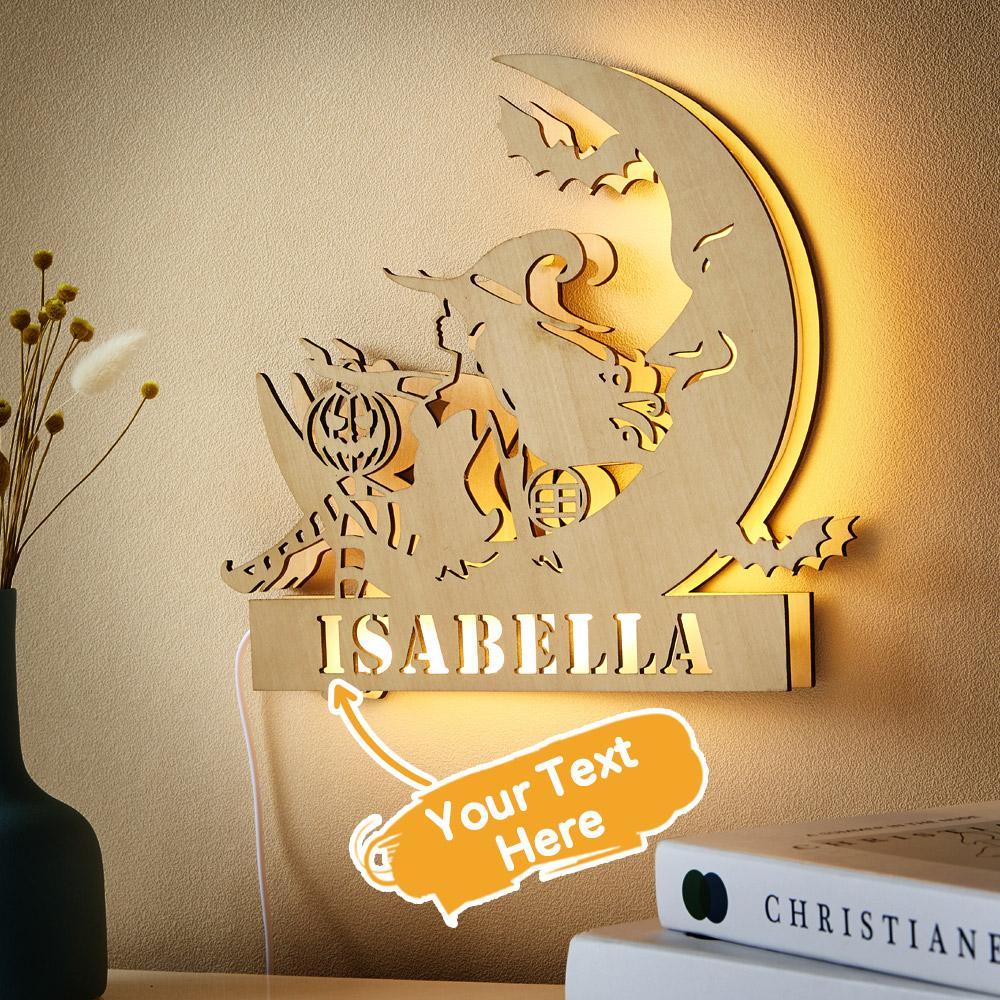 Custom Engraved Lamp Witch Moon LED Nightlight Gift for Friends
