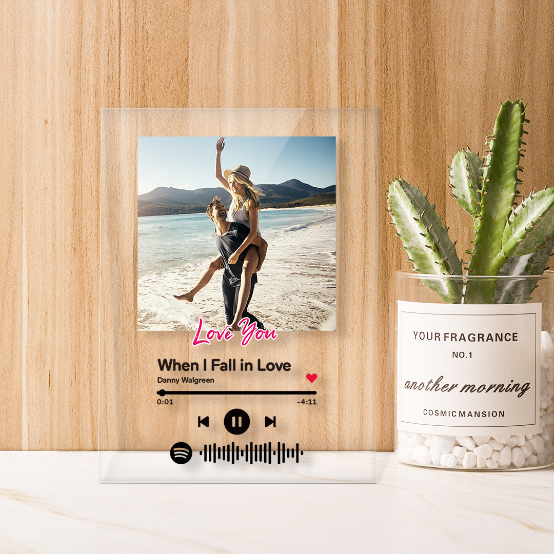 Custom Spotify Glass Code Night Light/Keychain/Plaque Gift For Her