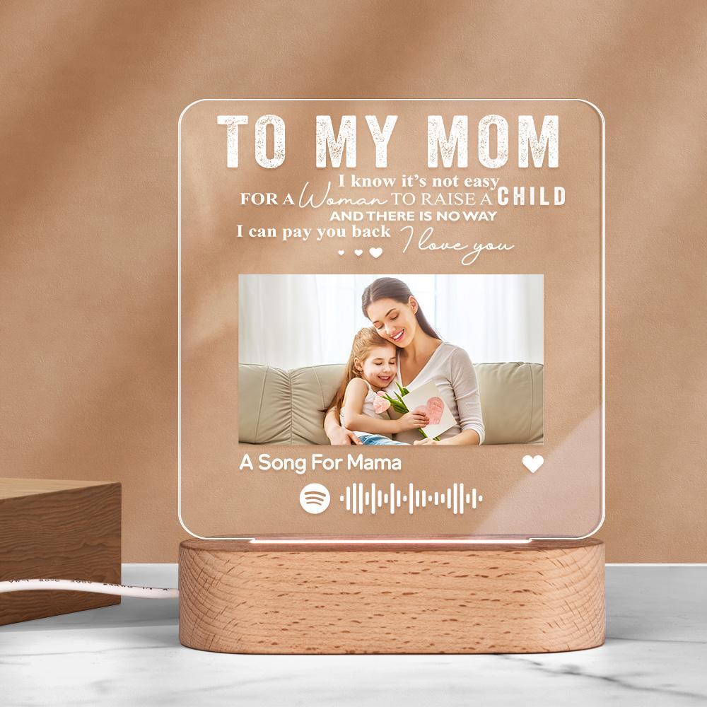 Personalized Music Plaque Photo Night Light Song Plaque Custom Photo Lamp Music Code Engagement Anniversary Gift for Mom