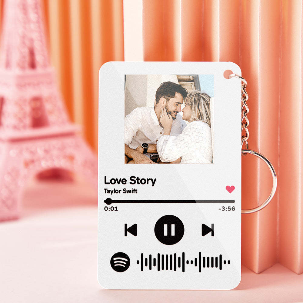 Gift For Love Custom Spotify Keychain Personalized Scannable Keychain Black & White