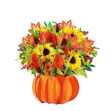 Fall Flower Paper Bouquet Pop up Card for Thanksgiving