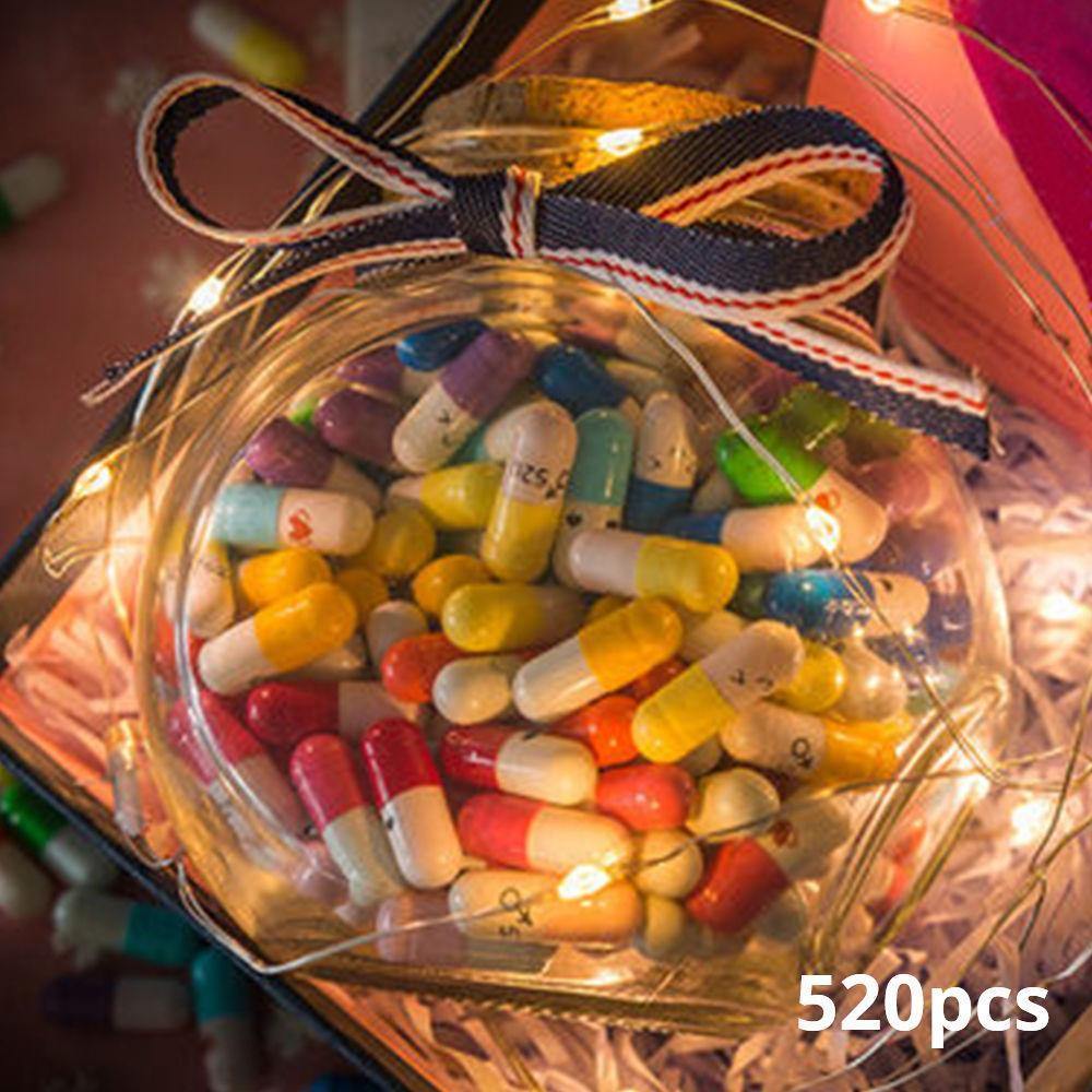 520pcs DIY Lovely Smiling Face Mini Shaped Message Capsule Letter in a Bottole with Box