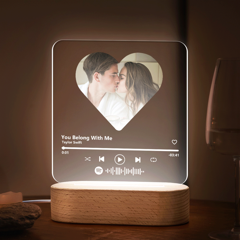 Scannable Custom Spotify Code Heart 7 Color Lamp Acrylic Music Plaque Night Light