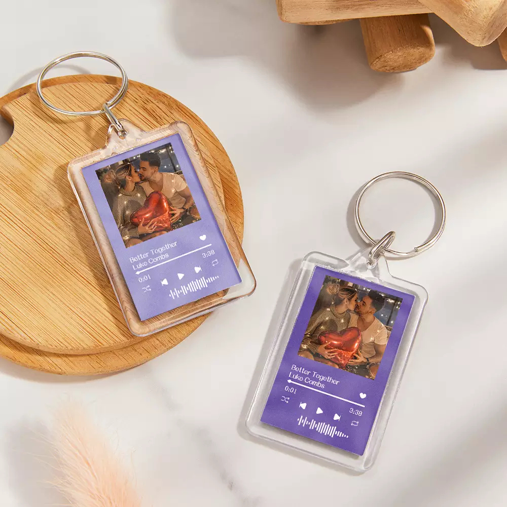 Gift For Lover Custom Music Glass Code Keychain 14 Colors Available