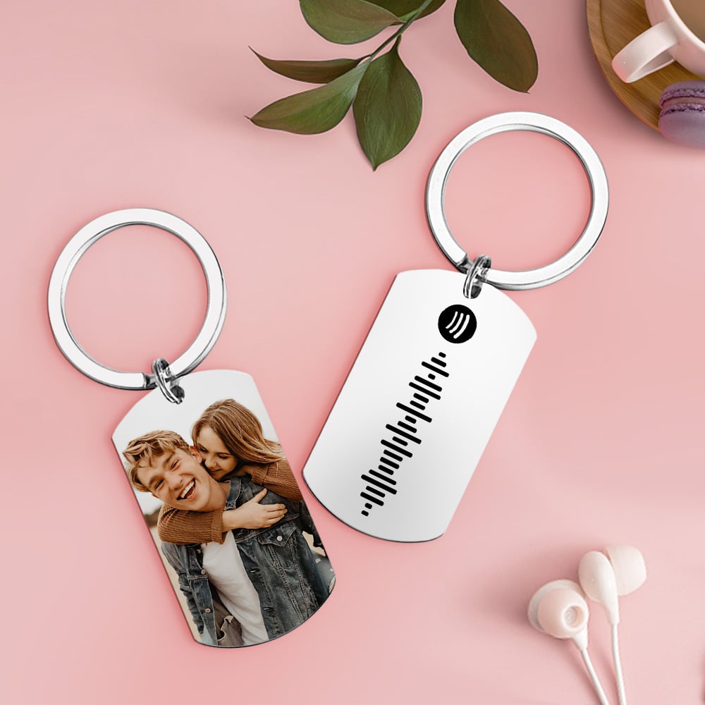Personalized Spotify Code Stainless Steel Keychain Personalized Gift Photo Keychain