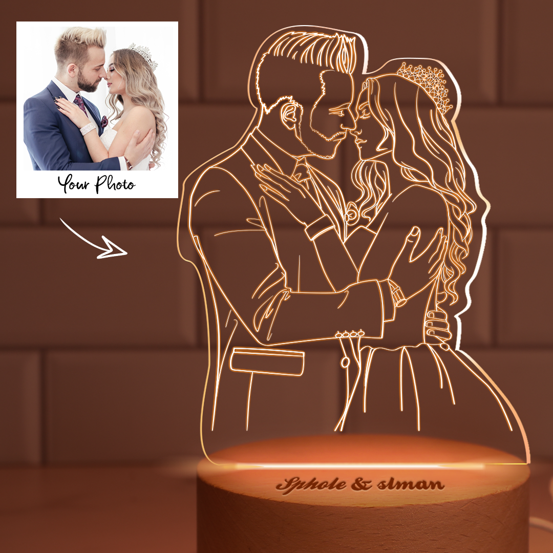 Personalized 3D Photo Nightlight Engraved Text Lamp Gifts For Mom