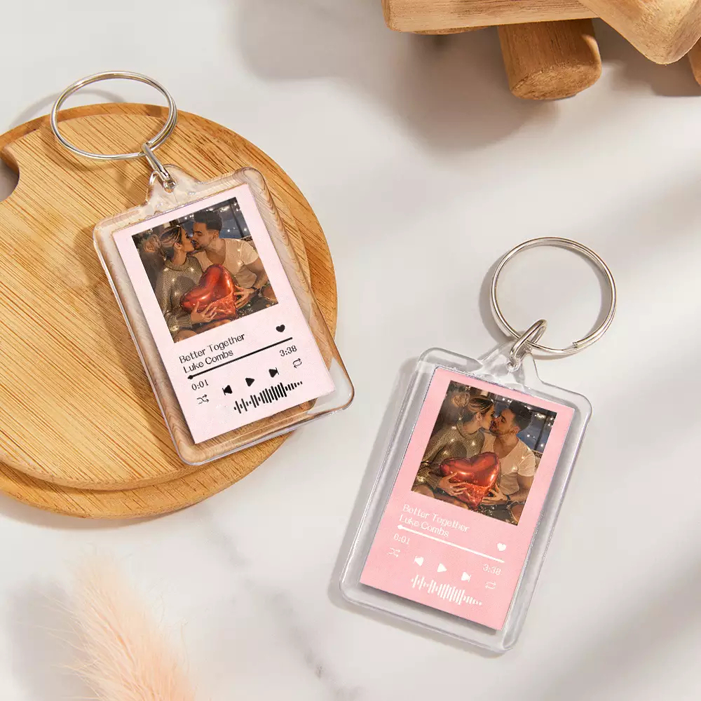 Gift For Lover Custom Music Glass Code Keychain 14 Colors Available