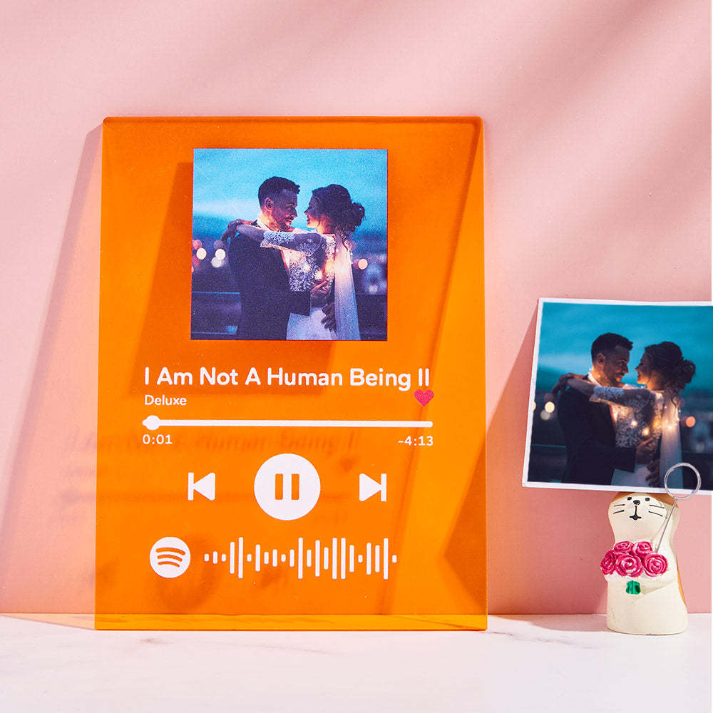 Scannable Custom Spotify Plaques Acrylic Orange Plaques Music Gifts