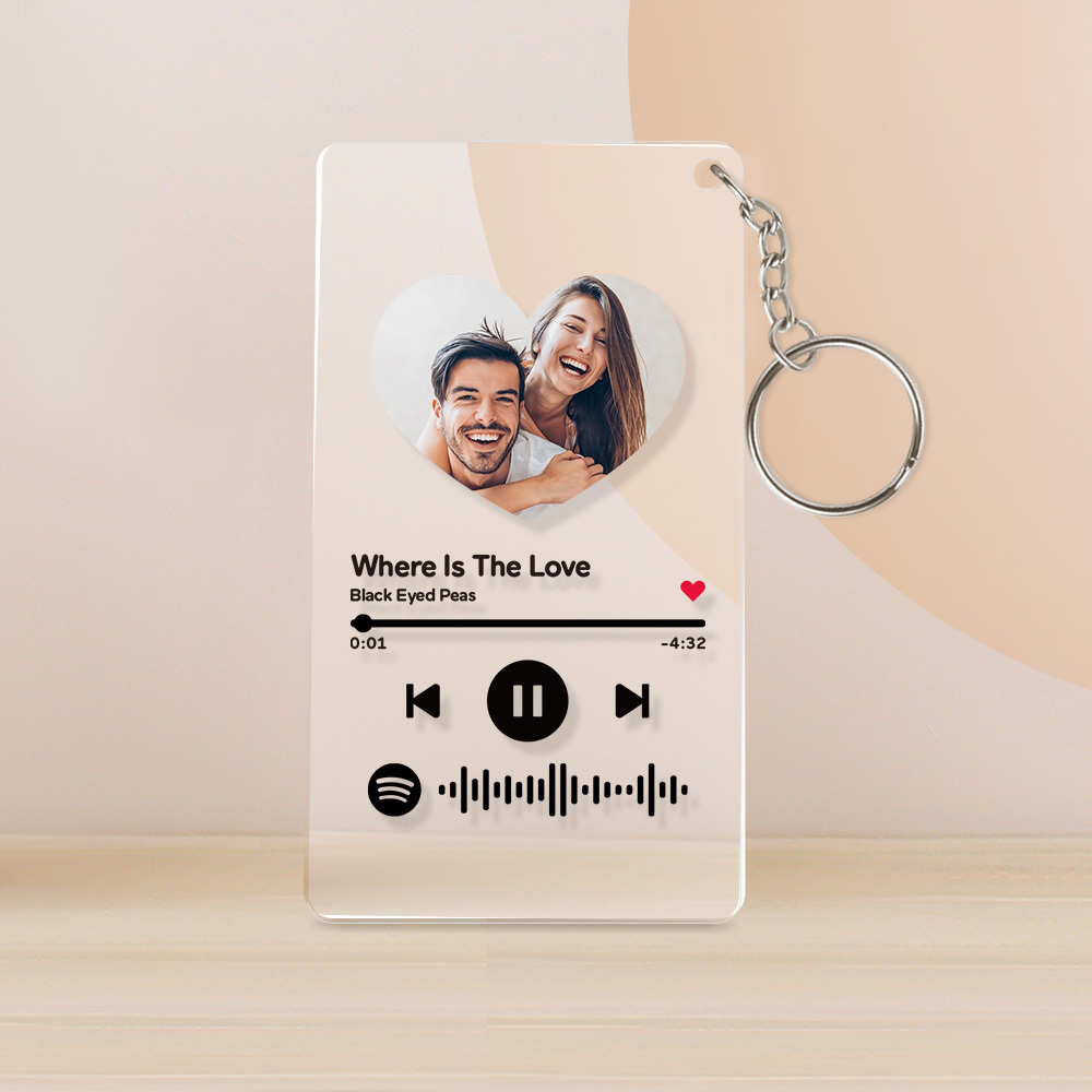 Custom Spotify Glass Picture Keychain Custom Spotify Code  Plaque & Night Light - Heart Shaped