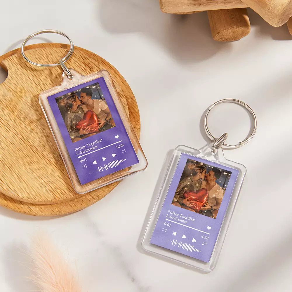 Gift For Lover Custom Music Glass Code Keychain 14 Colors Available