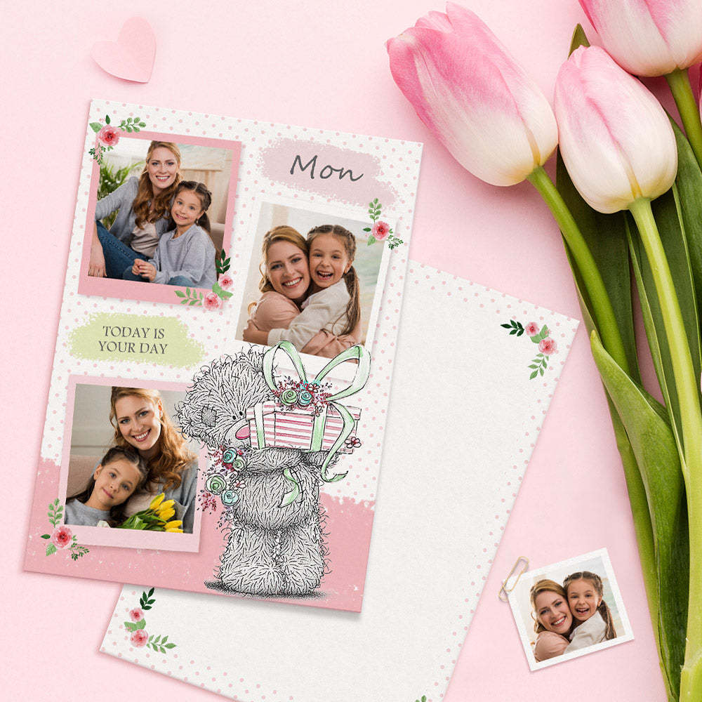 Custom Mother's Day Card Personalized Tatty Teddy Photo Card Gifts For Mom