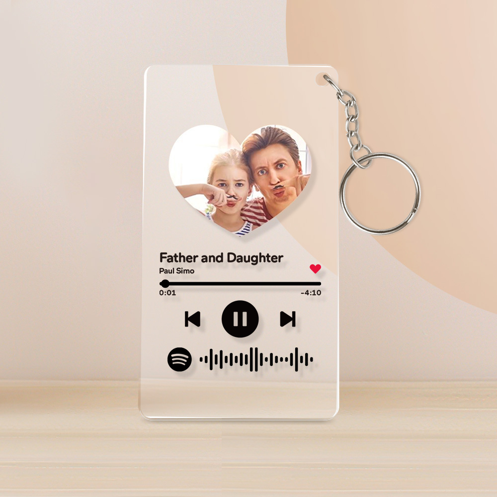 Custom Spotify Glass Photo Keychain Custom Spotify Code Plaque & Night Light - Heart Shaped for Dad