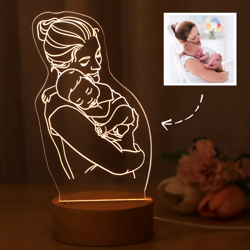 Engraved 3D Photo Nightlight Personalized Lamp Mother's Day Gifts