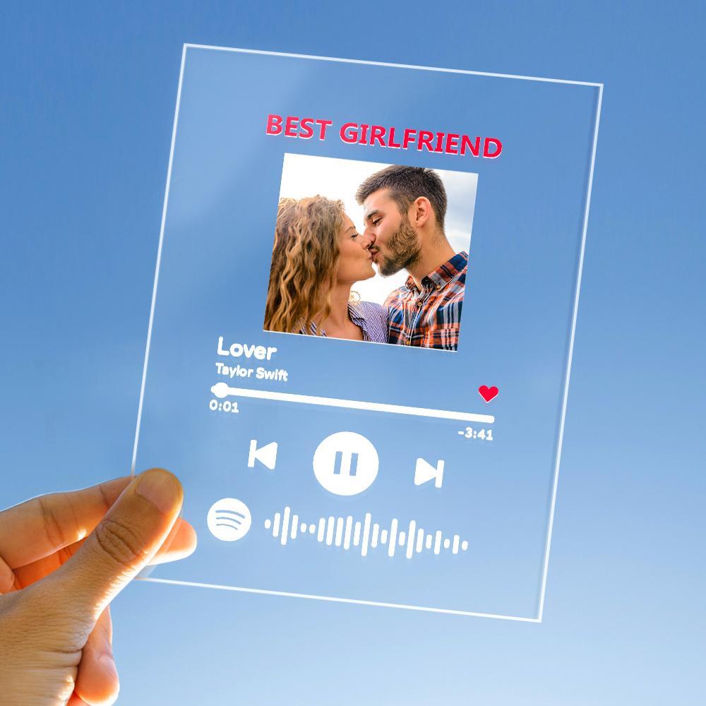 Custom Photo Keychain Spotify Code Plaque Scannable Music Personalized Acrylic NightLight BestGirfriend Gift