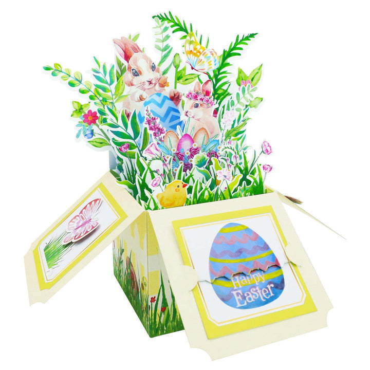 Bunny with Egg Pop up Card Flower Box for Easter