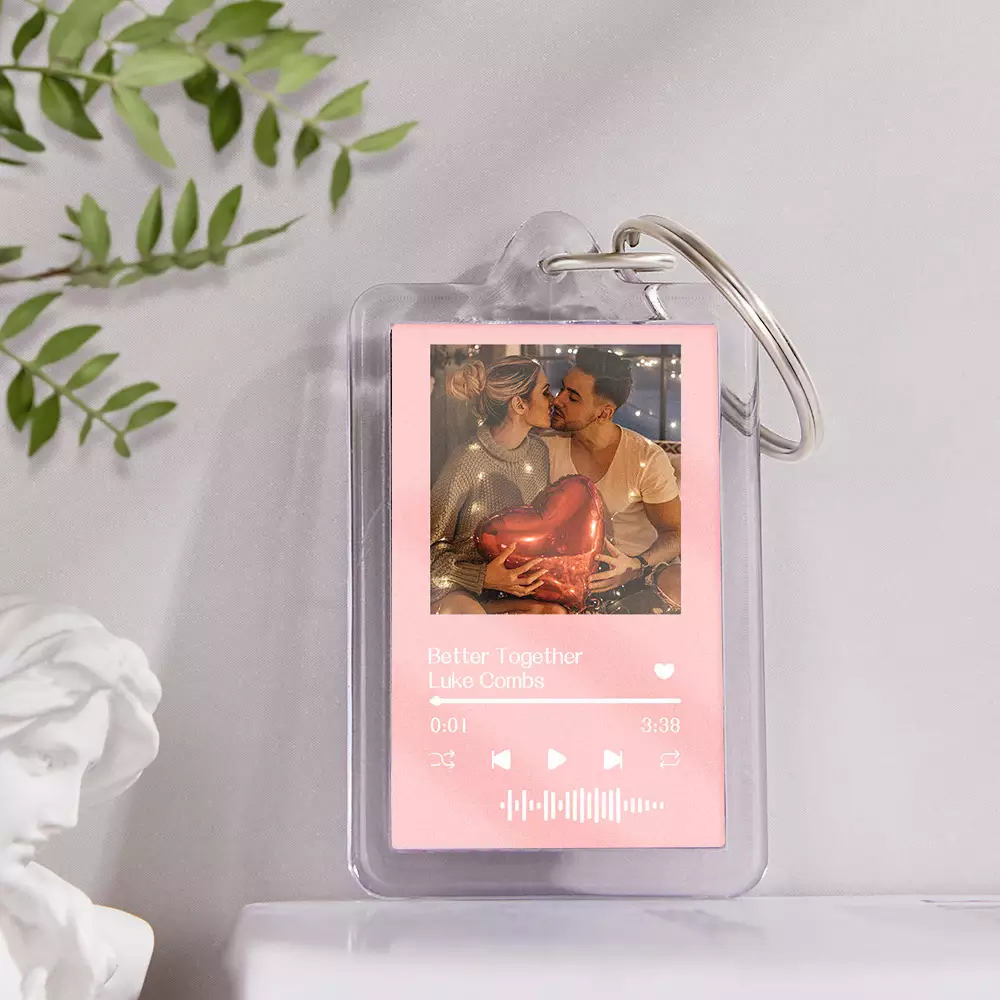 Gift For Lover Custom Music Glass Code Keychain 14 Colors Available