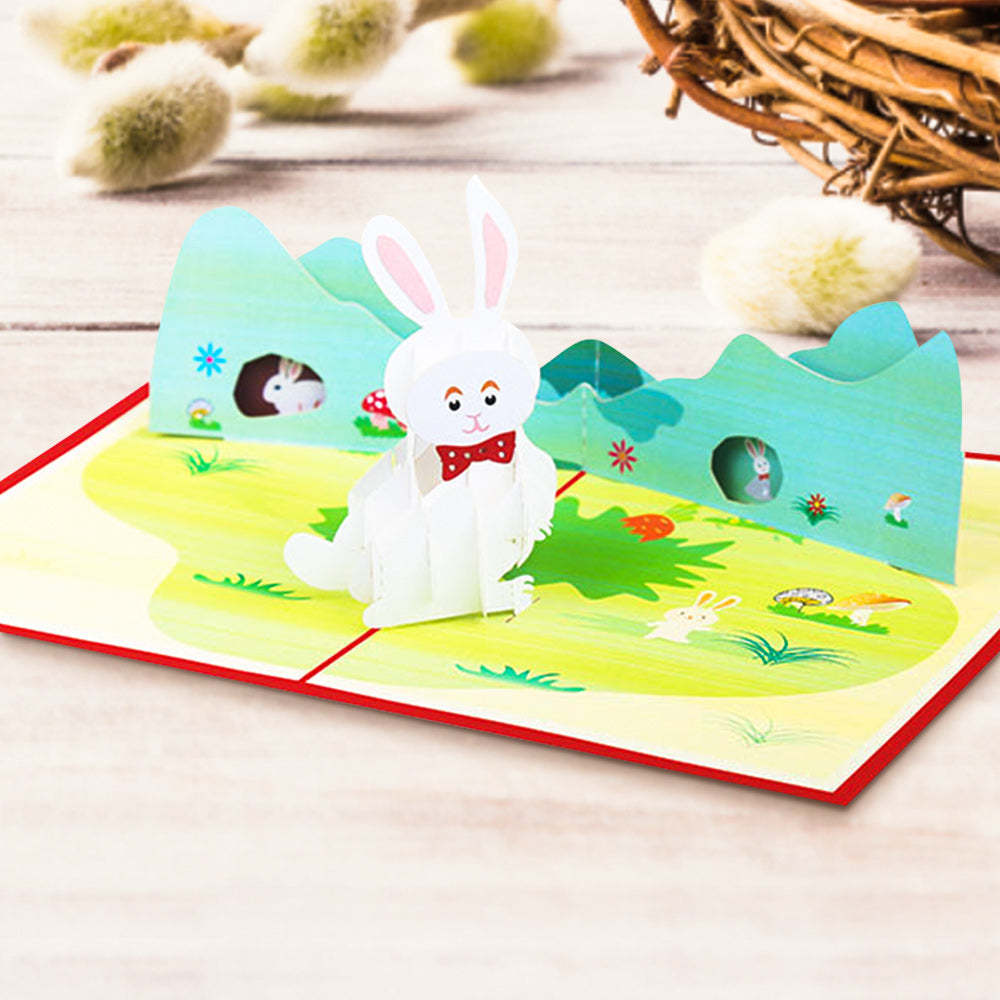 Easter Card White Rabbit 3D Pop Up Greeting Card
