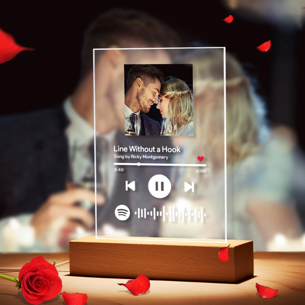 Custom Spotify Glass 7 Colors Night Light Music LED Lamp Gift for Father