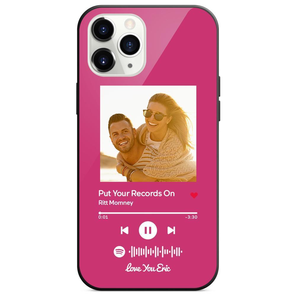 Custom Spotify Code Music iphone Case With Text - Pink