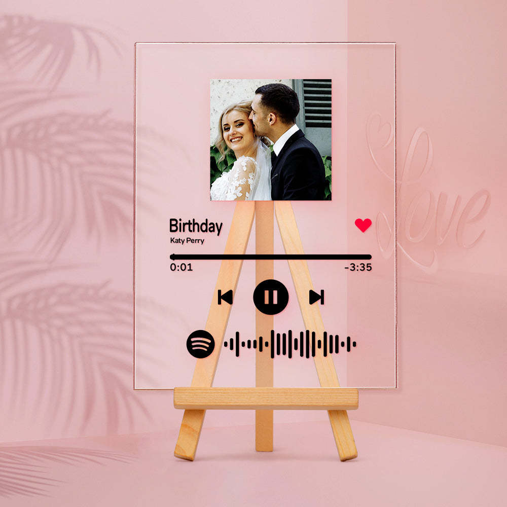 Wedding Gifts Custom Scannable Spotify Code Music Acrylic Glass Plaque