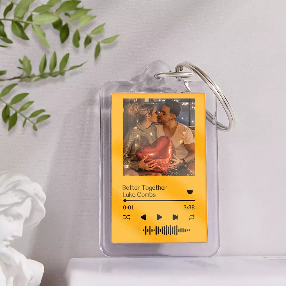 Gift For Lover Custom Music Glass Code Keychain 14 Colors Available