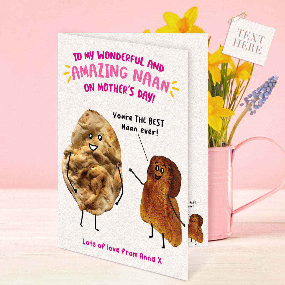 Custom Funny Mother's Day Cards Personalized You're The Best Naan Ever Card Gifts For Mom