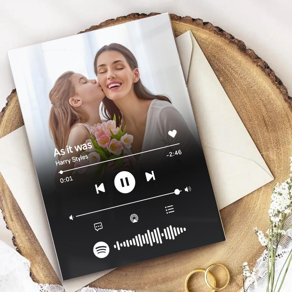 Gift for Mother Custom Photo Panel Music Display Plaque Song Album Cover Custom Scannable Code Personalized Spotify Plaque Acrylic