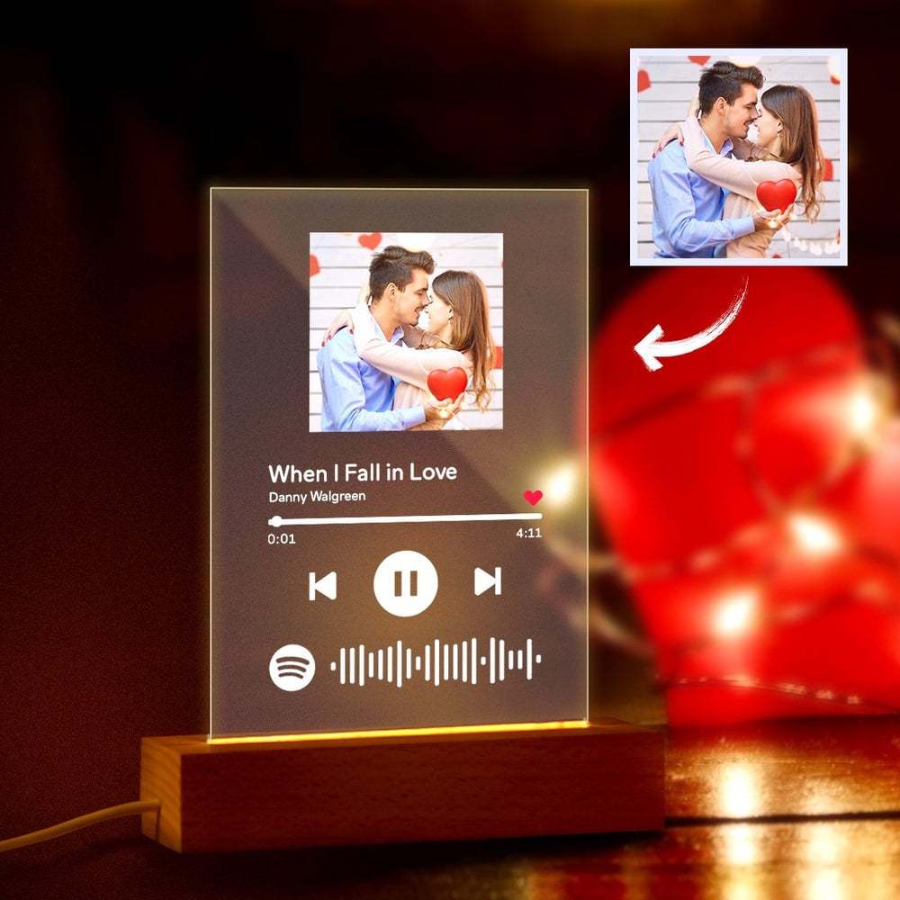 Spotify Glass 7 Colors Nightlight Music LED Lamp Custom Spotify Gift for Her Print Your Song Art Glass Plaque Light up Spotify Plaque
