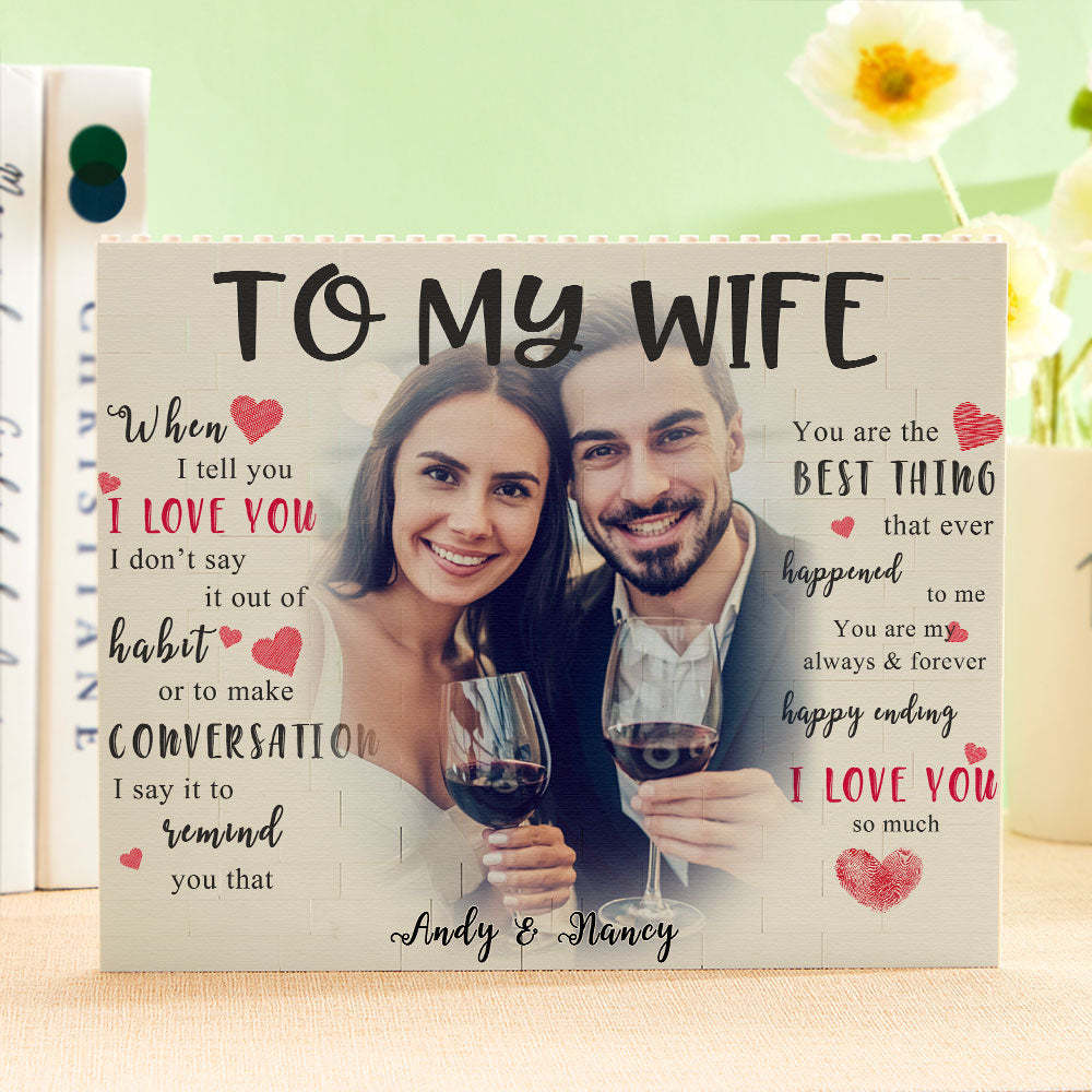 Gift for Her To My Wife Personalized Building Brick with Text Custom Building Brick Photo Brick Blocks