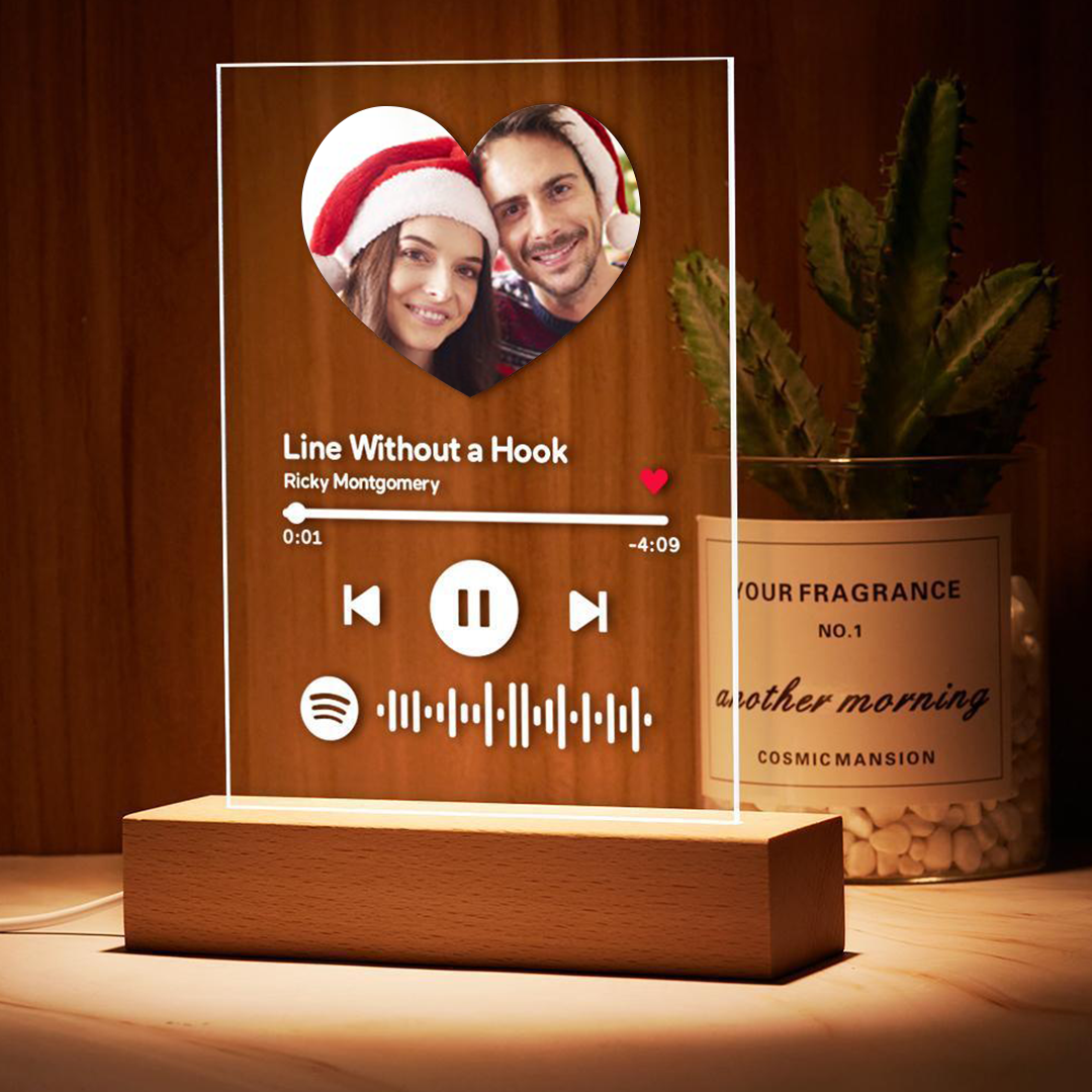 Custom Spotify Glass Night Light/Plaque/keychain Spotify Music Plaque With Picture & Night Light, Custom Spotify Keychain- Heart Shaped