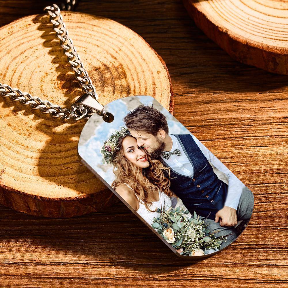 Personalized Music Spotify Scan Code Photo Necklace Stainless Steel Pendant